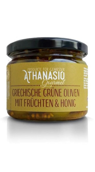 Athanasio Griechische Grüne Oliven mit Früchten und Honig günstig kaufen